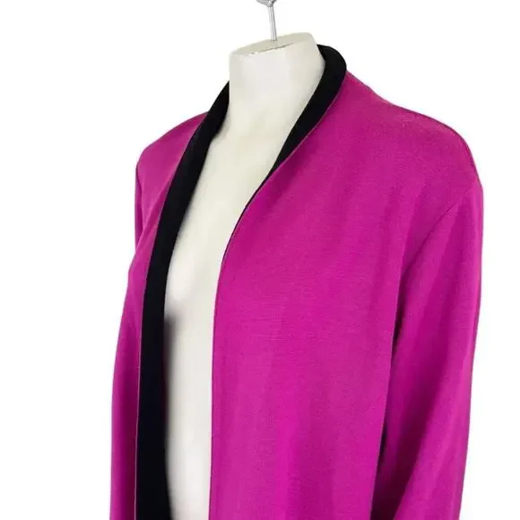 VTG OUTLANDER Artsy Long Line Open Cardigan  Sweater Coat  Fuchsia Pink  SZ M - Picture 3 of 9